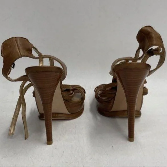 Stuart Weitzman, 7.5, Brown Leather Strappy Gladiator Platform Stilettos, EUC - Picture 6 of 13